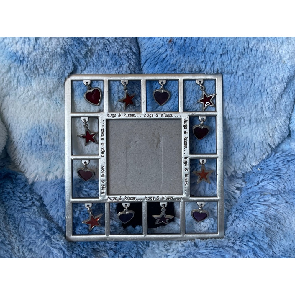 Sixtrees Hugs & Kisses Y2K Silver Pewter Metal Frame Heart Star Charms
